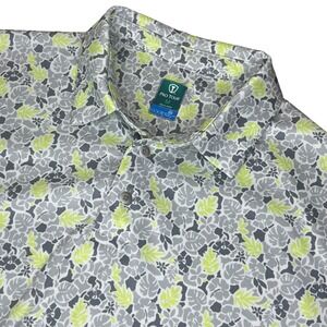 Pro Tour Coolplay Men's‎ Medium Golf Polo Shirt Tropical Floral Gray Lime Green